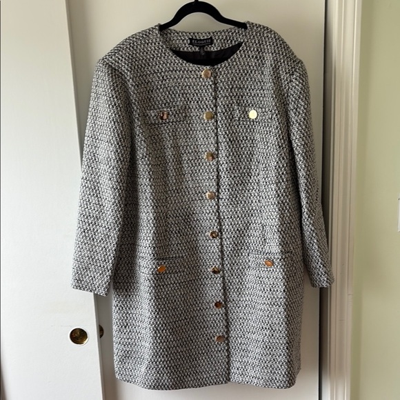Eloquii Tweed Collarless Classic Coat 22 - Picture 1 of 8